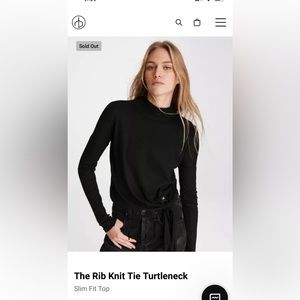 Rag and Bone Turtle Neck Tie Knit Top Black Small NWT